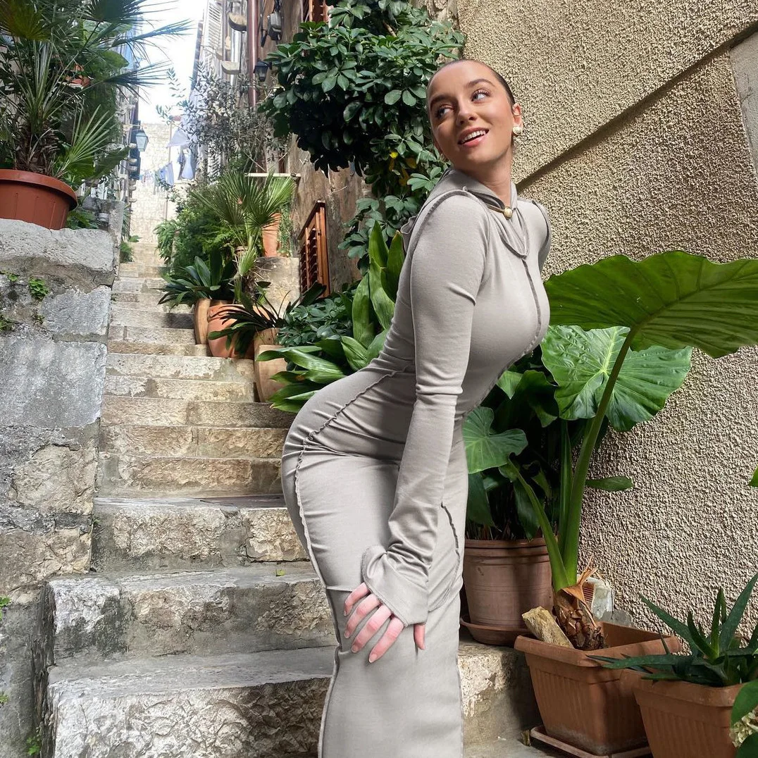 

Patchwork Hooded Bodycon Maxi Dress Women 2020 Autumn Winter Long Sleeve Casual Streetwear Slim Female Outfits