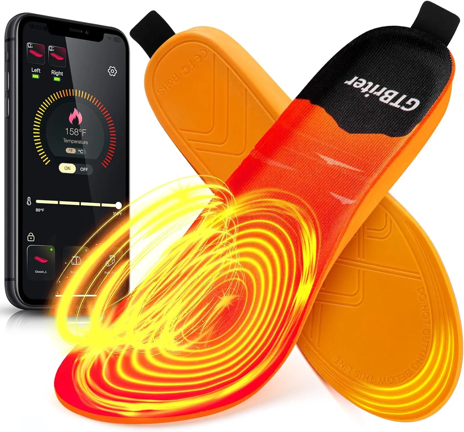 

APP Control 3500mAh Rechargeable Heated Shoe Insoles for Men Women Foot Warmer for Hunting Outdoor Work Hiking Camping