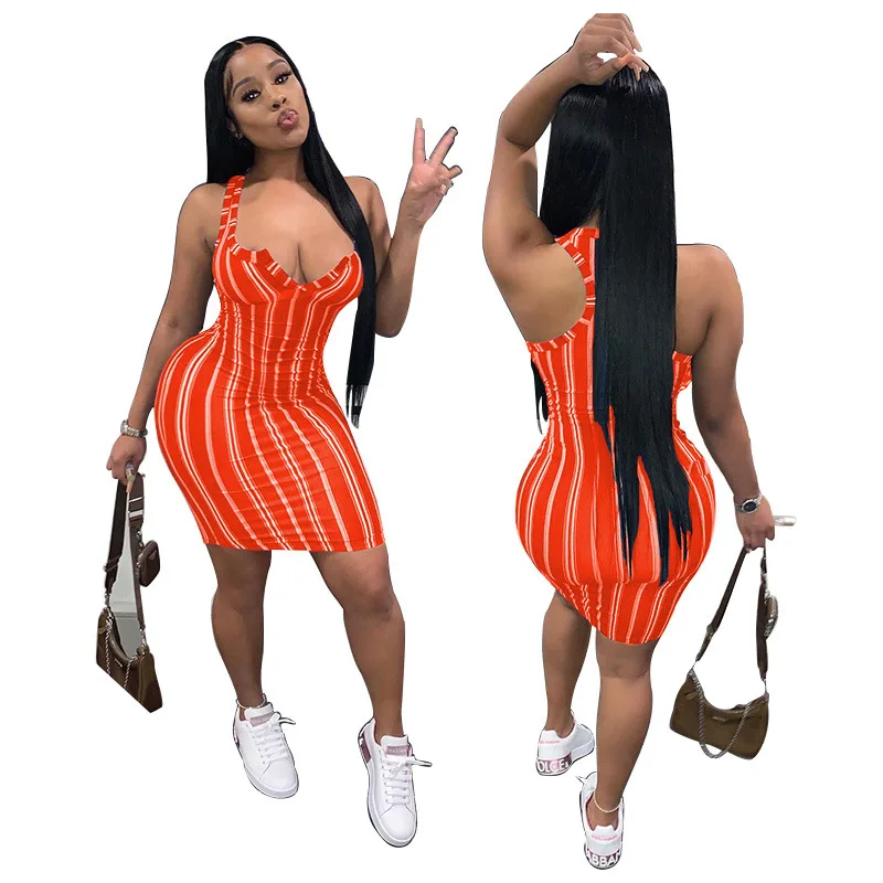 

2021 European and American casual dresses women elegant sleeveless casual dress, Picture