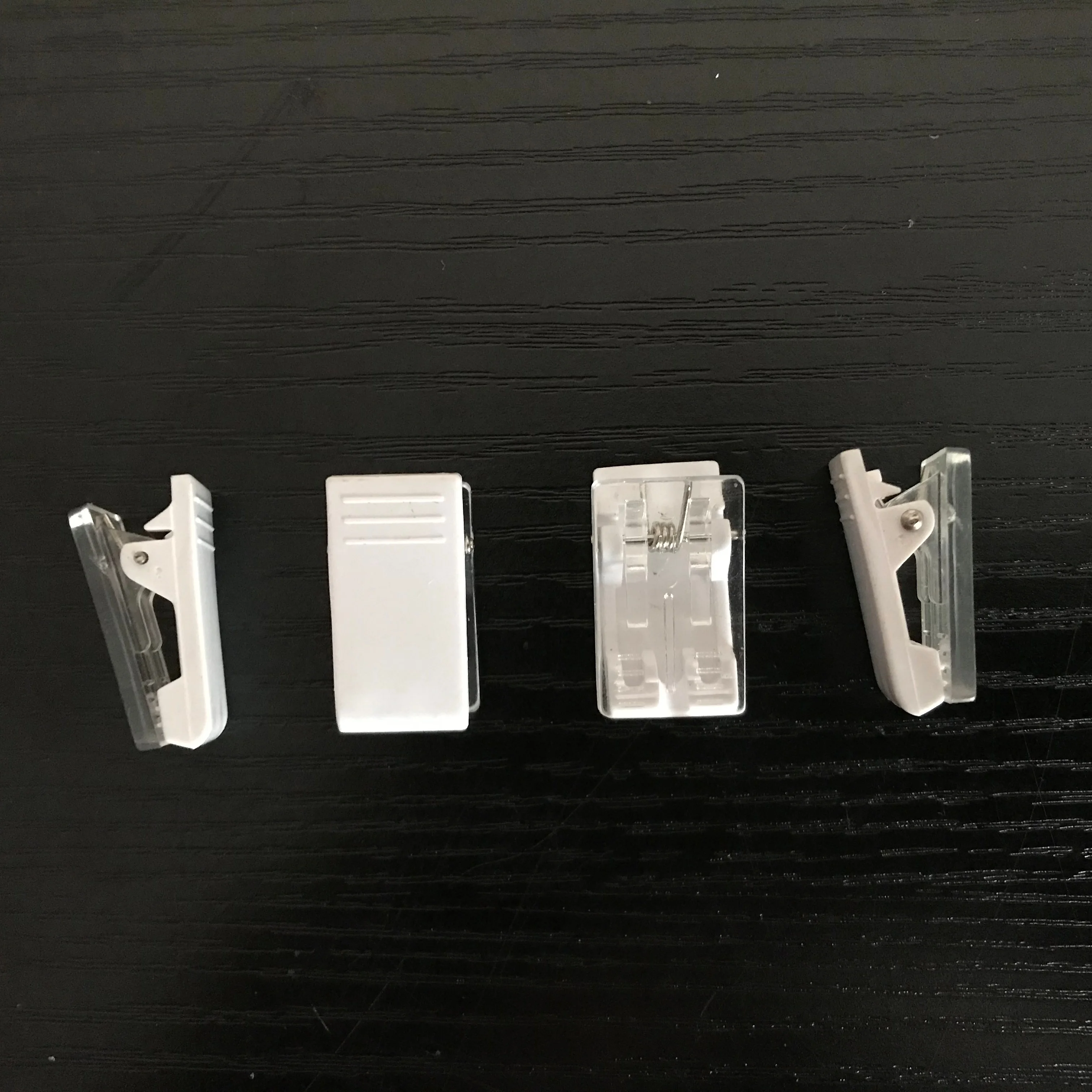 
manufacture cheap wholesale office white plastic clip with adhesive for ID card 