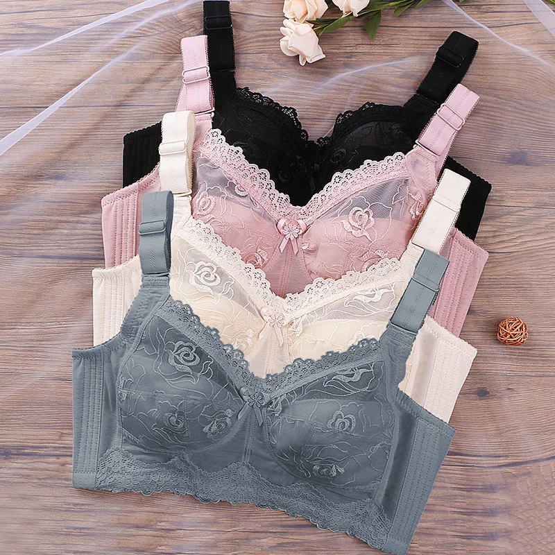 

Thick Cup Wire Free Brasier Push Up Bra Panties Set Sexy Lace Net thick strap cotton Bra for Women Girls, Customized color
