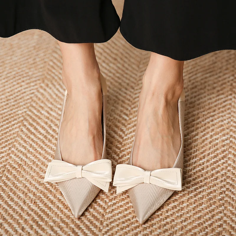 

New Fashion 2021 Women Elegant Serpentine Stiletto Bowknot Heels Sexy Pointed Toe Casual Trendy Dress Shoes Heels