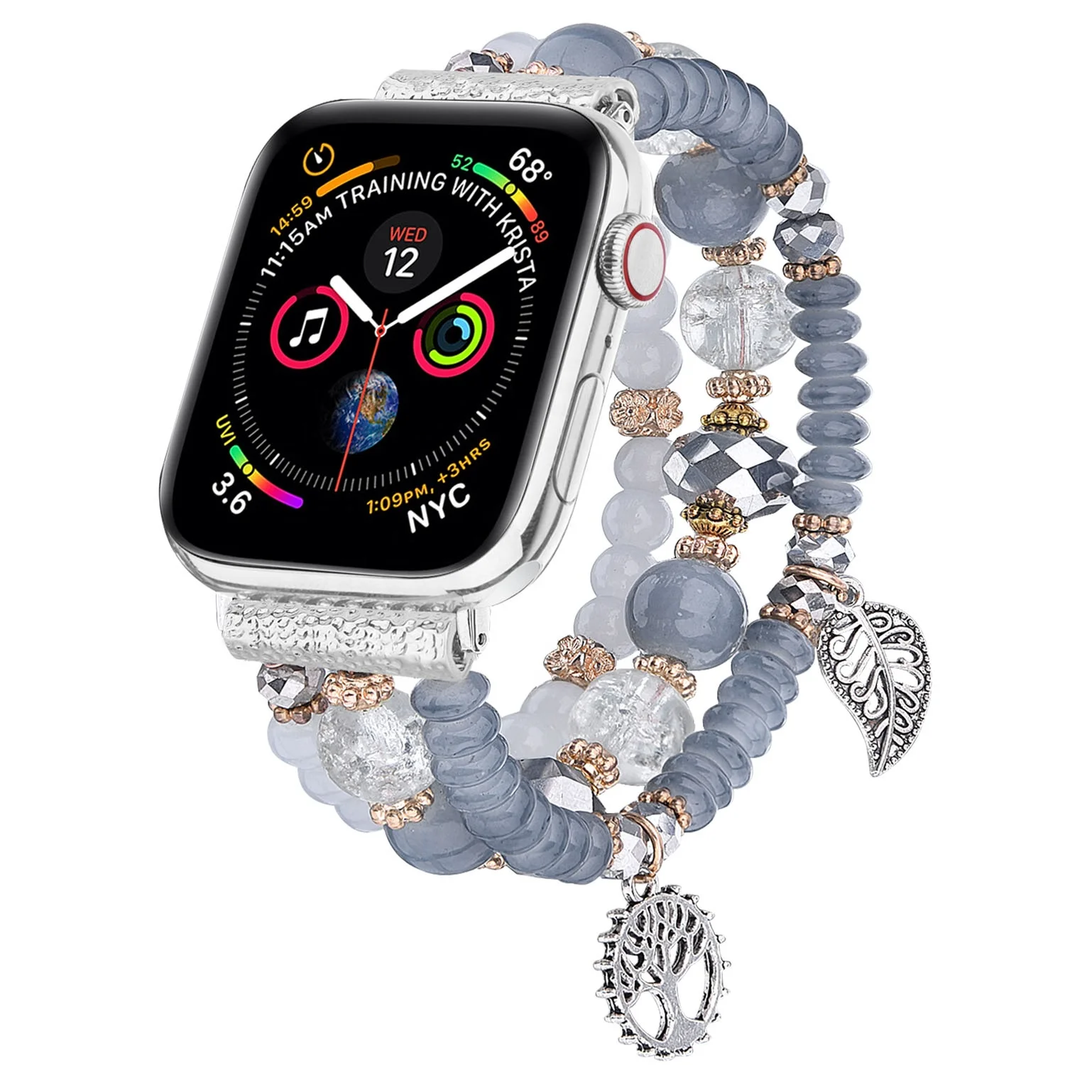 

Charms Smart watch Bracelet for Apple Watch Band 40mm 38mm Women Bling Elastic Jewelry Beaded Wrist Strap for iWatch Bands, Black, white, red, pink, blue, etc