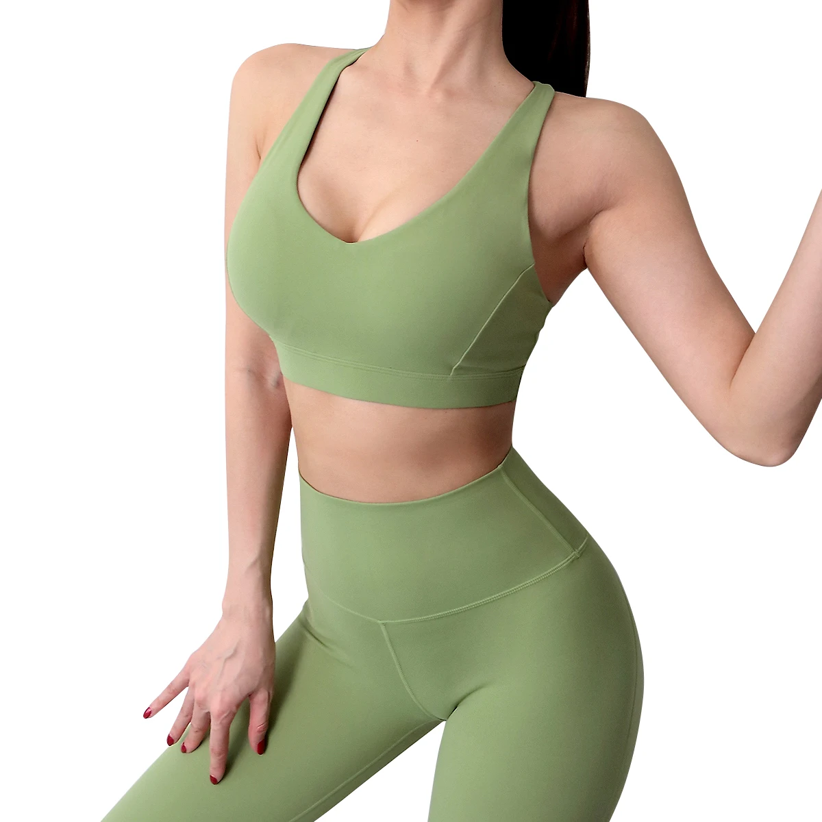 

Women Outdoor Elastic Lightweight Fitness Performance Leggings and Bra Set