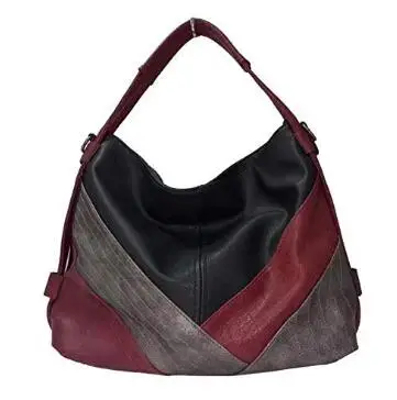 

Women Classical Colorblock Hobo Bag Multicolor Handbag and Purses Patchwork Leather Shoulder Bags, Black,brown,coffee,khaki,pink