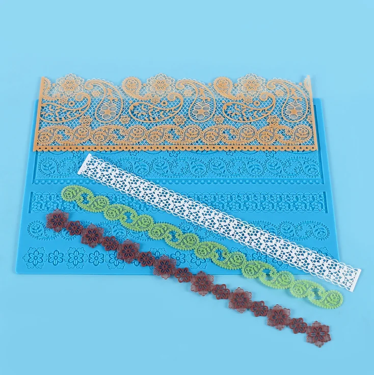 

NEW DIY baking decoration tools lace silicone mold flower stroller bear lace silicone mold lace mat for DIY cake baking, White or custom color