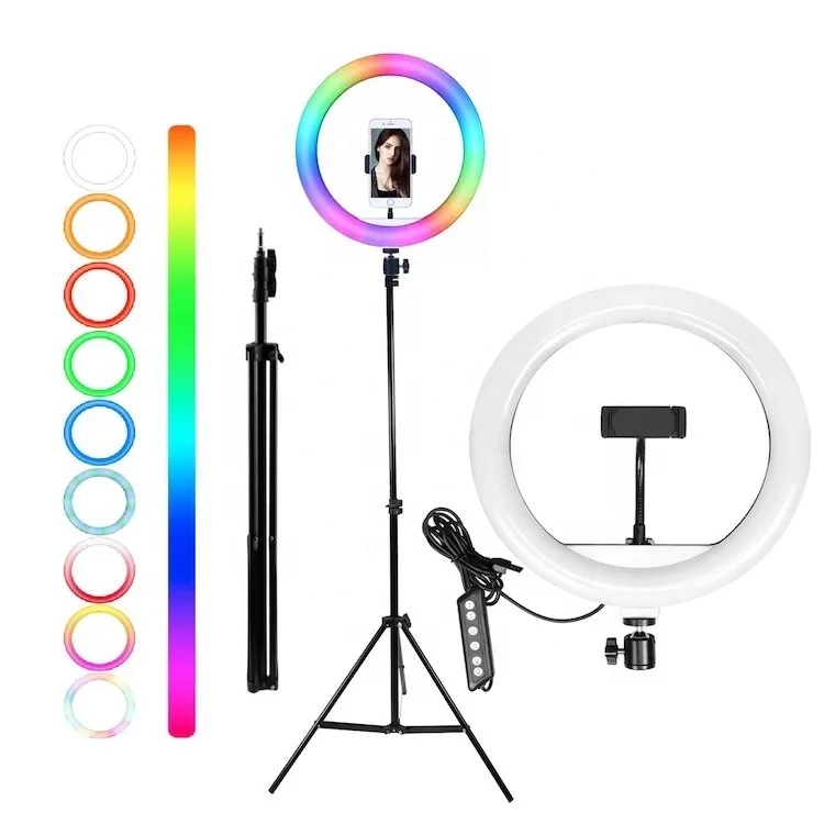 

Hot Sale selfie 6 inch led small RGB ring light with remote control multi color
