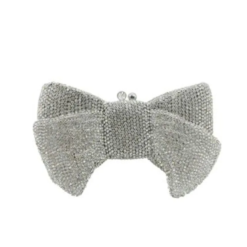 

2021 Leeffon Bow Crystal Clutch Purse Rhinestone Bridal Purse Evening Bag Famous Luxury Handbag Evening Purse For Party Prom