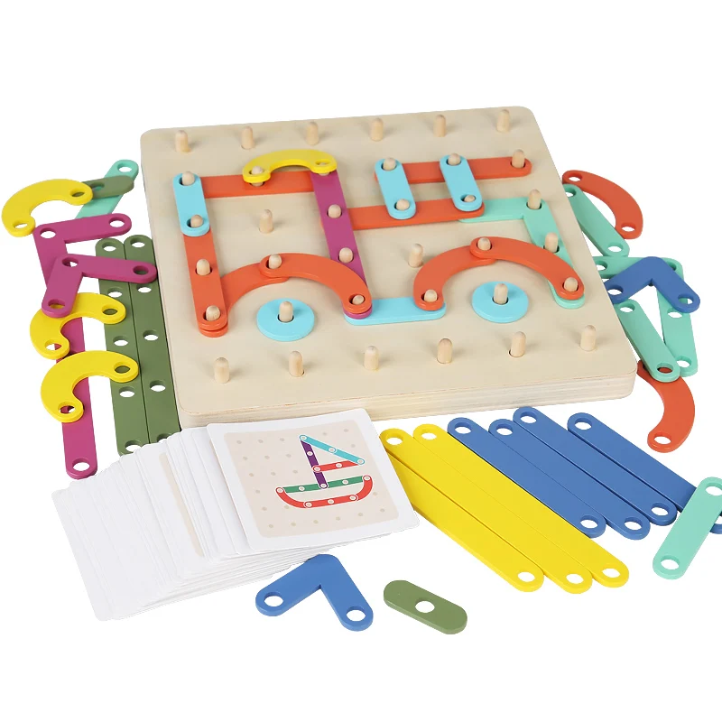 Montessori Educational DIY Wooden Puzzles for 5 to 7 Years Old Creative Shape Building Block 3D Puzzle Desktop Toys Wholesale