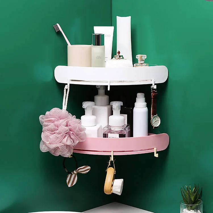 

Large Bearing Capacity Bathroom Shelf Organizer Corner Shelf Bathroom Corner Shower Shelves Wall Storage Ra Shampoo Stand, White/pink/grey/green