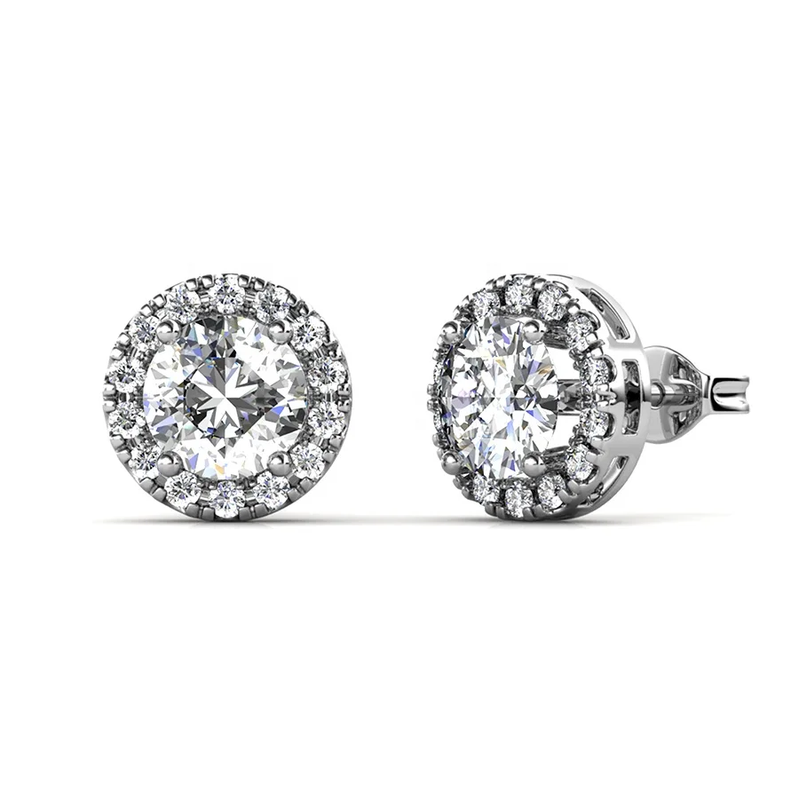 

Destiny Jewellery New AAA Cubic Zirconia Jewelry 2021 Round Brilliant Cut Vintage Halo Stud Earrings For Women