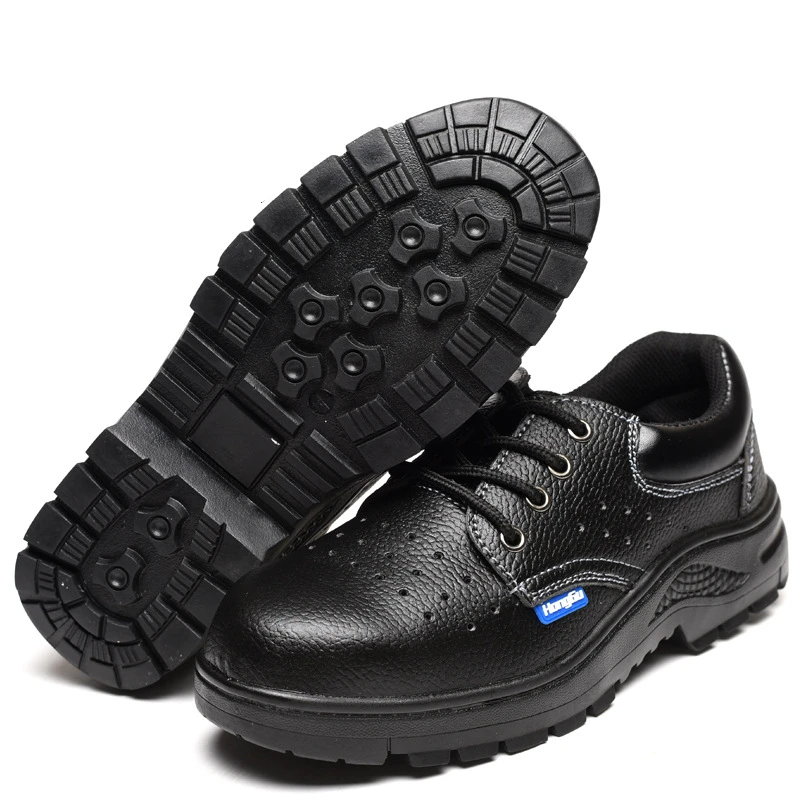 

Factory direct sale summer breathable anti-smash stab proof and slip resistant construction work safety shoes, Black