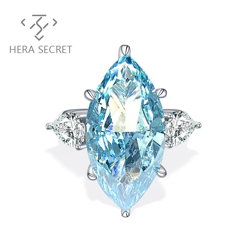 

Quality assurance rings jewelry women diamond jewelry luxurious synthetic diamond ring, Blue white