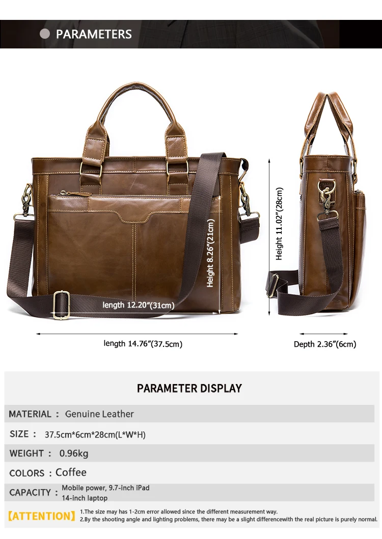 Wholesale Custom Cheap Low Moq Executive Men Genuine Leather Tote Top