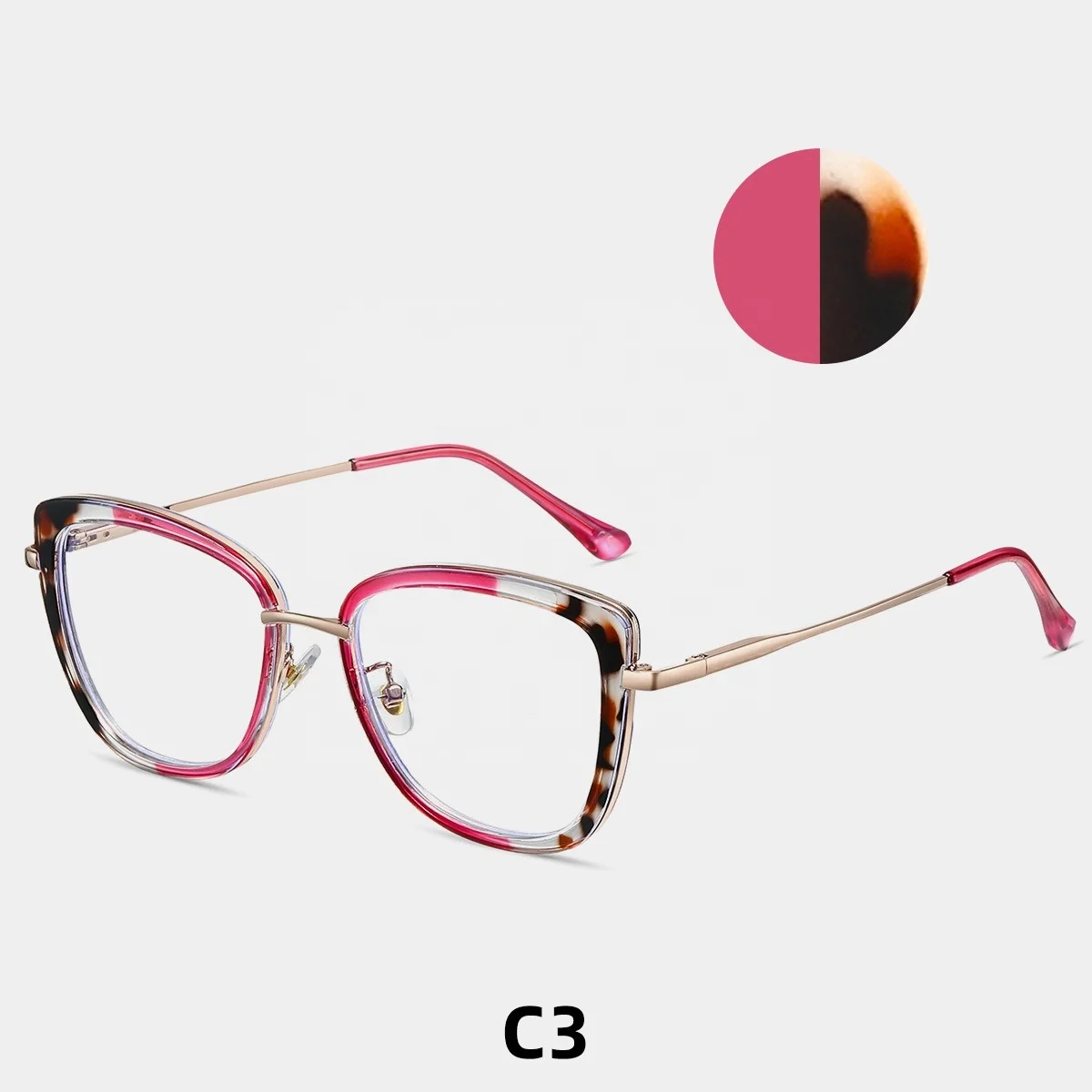 

03078 New Arrival Women Spectacle Frame Two Colors Myopia TR90 Cat Eyeglasses Frame Anti Blue Light Optical Frame