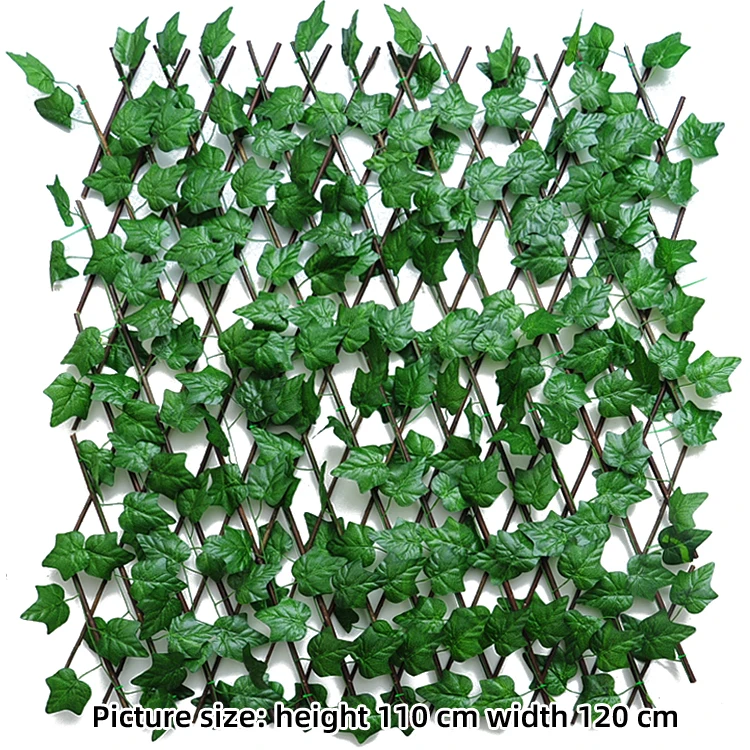 

21.02Expandable leave willow garden fence Boxwood Hedge Panel Trellis Hedge Landscape Foliage Screen, Green