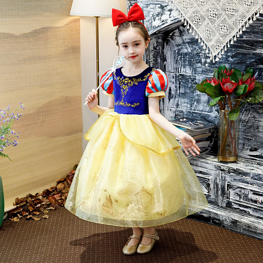 

2020 New Snow White Princess With Red Cloak Kids Halloween Cosplay Costume Party Birthday Dress W8013