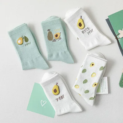 

sxx224 Middle tube socks female small fresh green avocado cotton socks student socks, Picture display