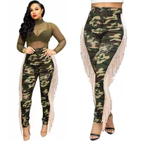 

Camouflage Women Ripped Jeans Plus Size Womens Tassel Denim Jeans Latest Design