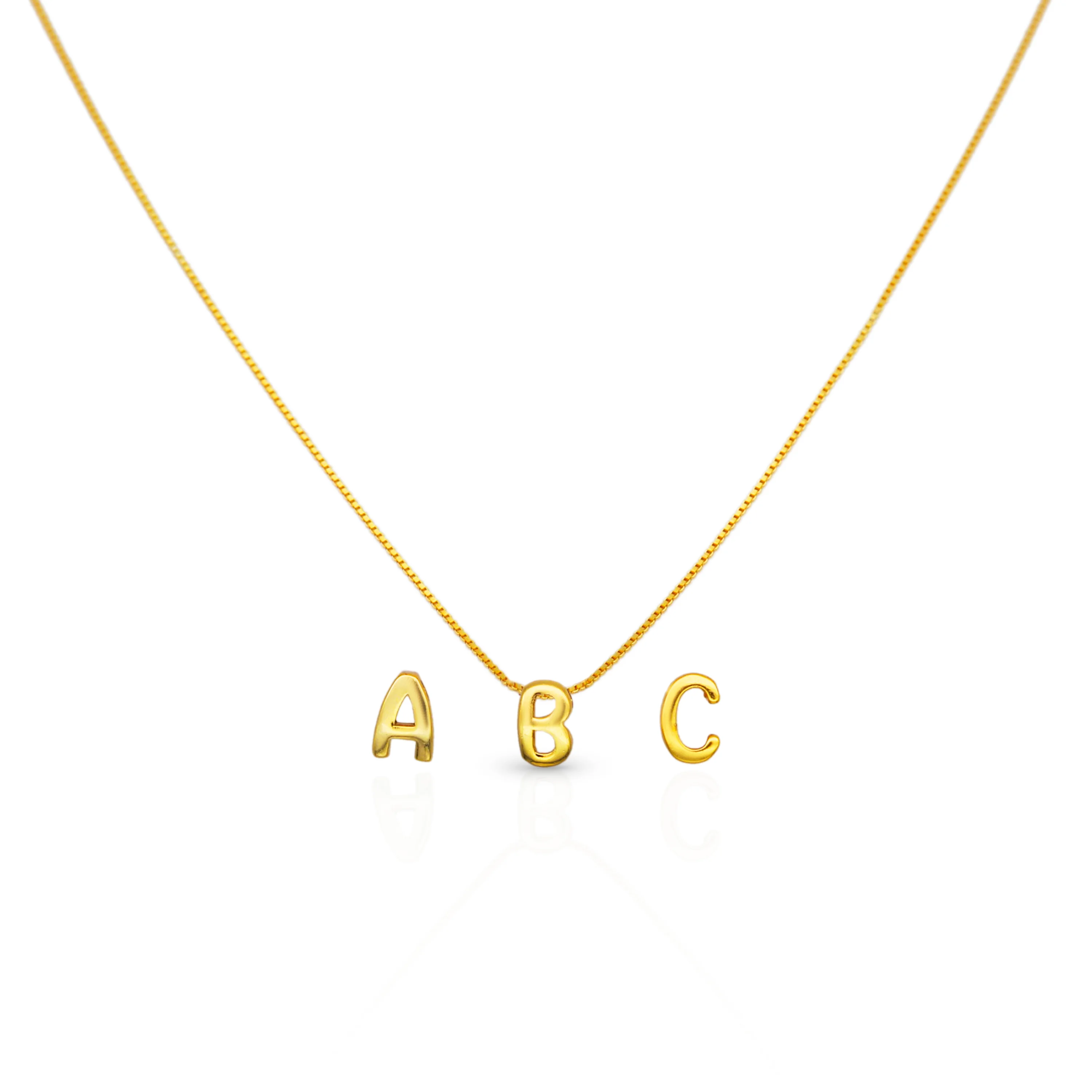 

Chris April fine jewelry 925 sterling silver 18k gold plated cute 26 letters alphabet pendant necklaces