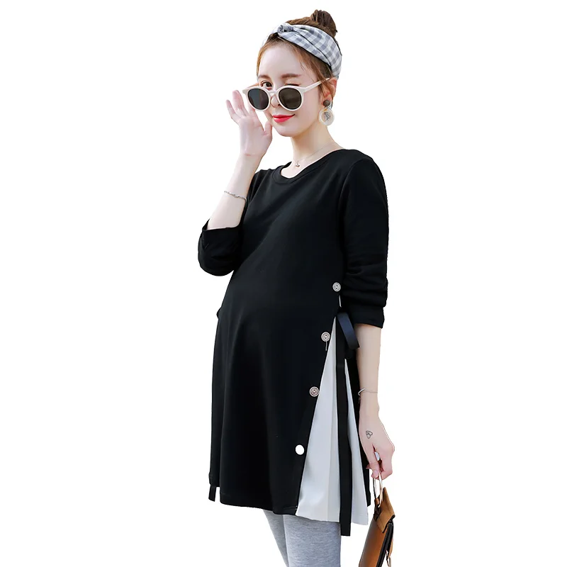 

Popular fashion women long sleeve T shirt plus size Maternity dress Fall maternity wear with long sleeves