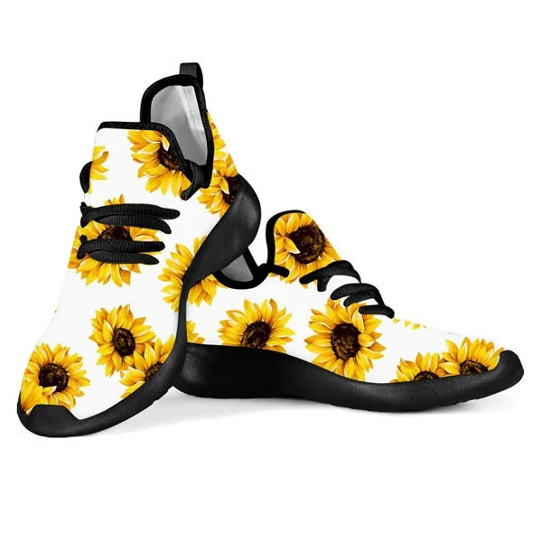 

Woman Flats Shoes Beautiful Sunflower Floral Print Mesh Knitting Sneakers Comfortable/Lightweigt Flat Lady sports shoes 2020