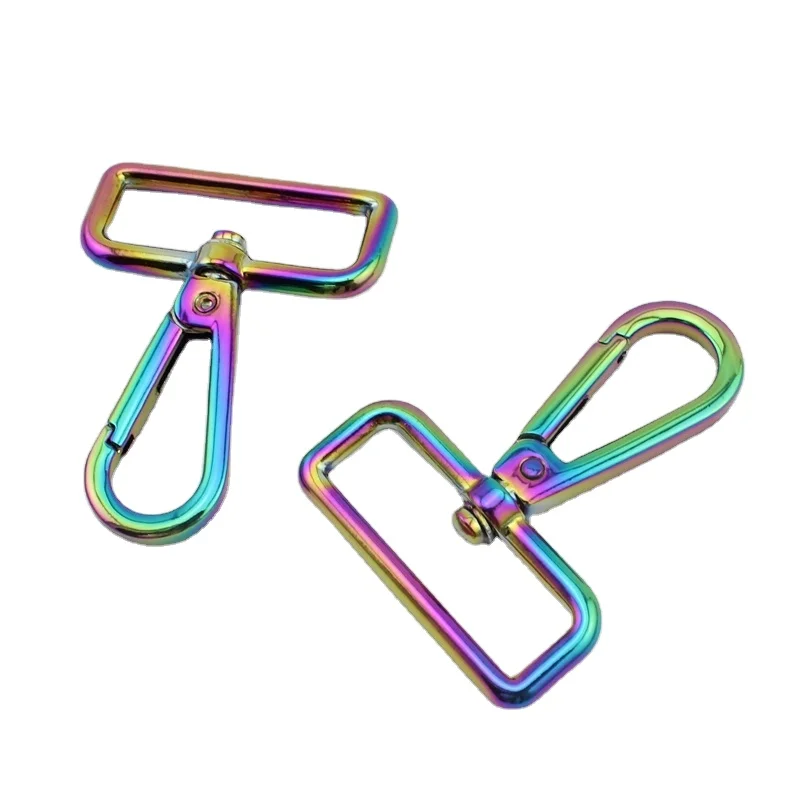 

Nolvo World 61*38mm 1.5" 20/25/32mm rainbow metal snap clasps rotatable buckle hook for backpack lobster swivel trigger hook