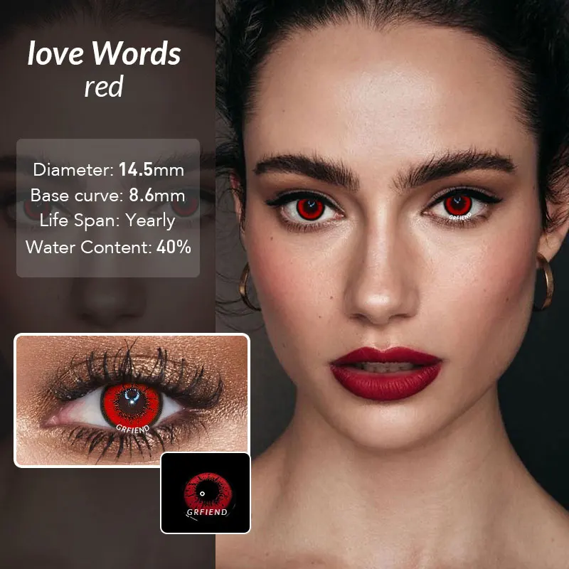 

Love Words Qa06 14.5Mm Red Color Lenses Contact Natural Lentes De Contacto Yearly Wholesale Colour Contact Lens