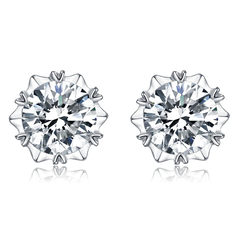 

S01A White Gold Plated 925 Sterling Silver 0.5ct 5.0mm Moissanite Women Stud Earrings Jewelry