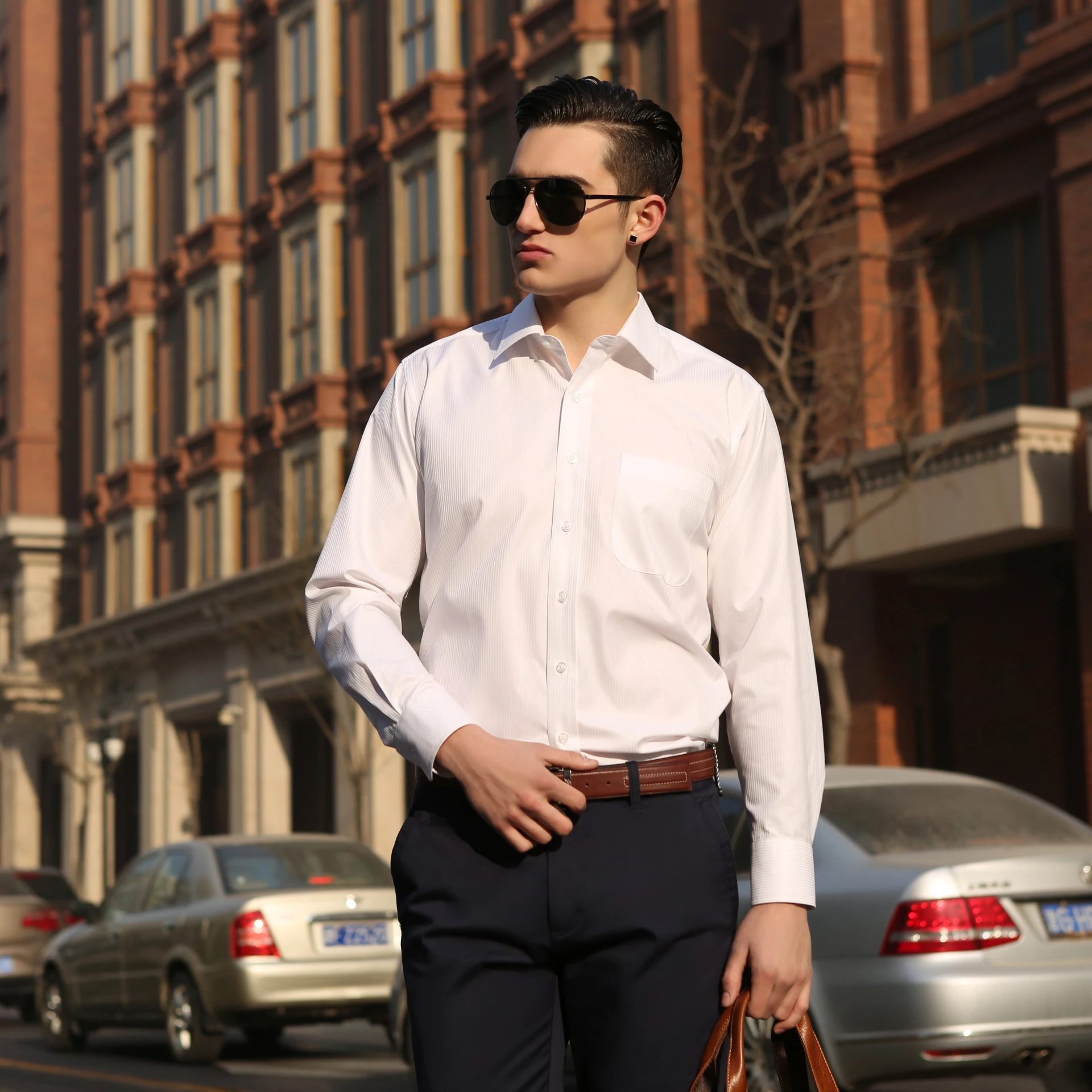 
Factory custom high quality long stable cotton man shirt casual long sleeve shirts 