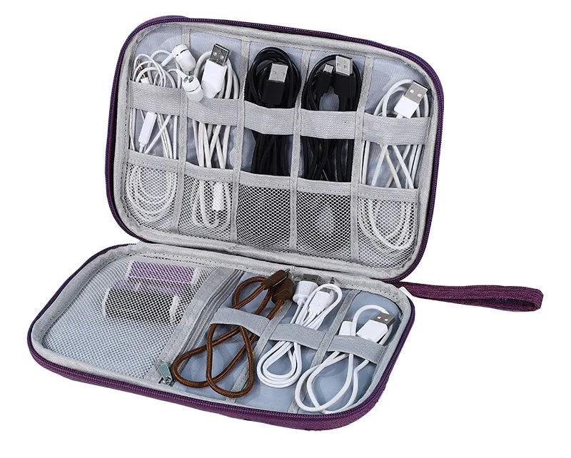 

Travel Cable Bag Portable Digital USB Gadget Organizer Charger Wires Cosmetic Zipper Storage Pouch kit Case Accessories Supplies, Black, blue, grey, red, night blue, purple