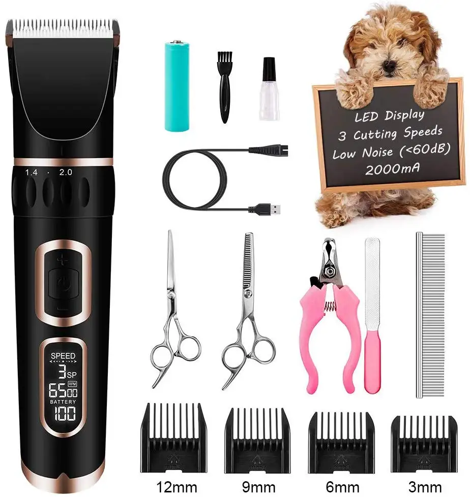 

Rechargeable Pet Grooming Clipper Dog Hair Trimmer, Gold