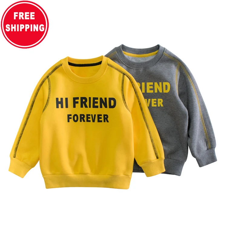 

New fashion kids children clothing Letter printing plus velvet Boy's sweater pullover boy clothes