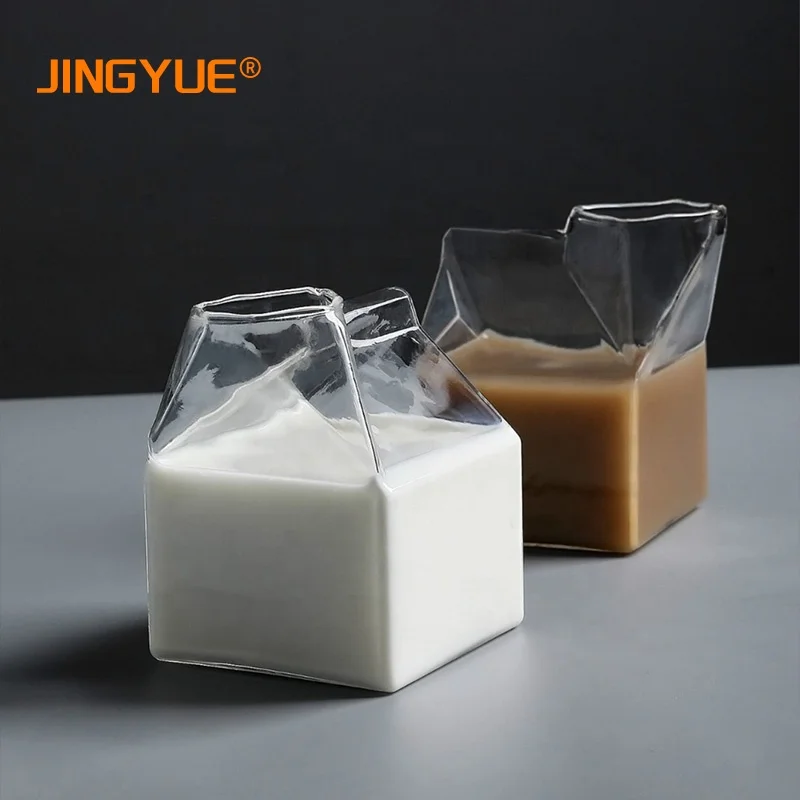 

Wholesale 300ml 10oz Creative Heat Resistant Square Borosilicate Glass Box Home Breakfast Water Juice Milk Glass Cup