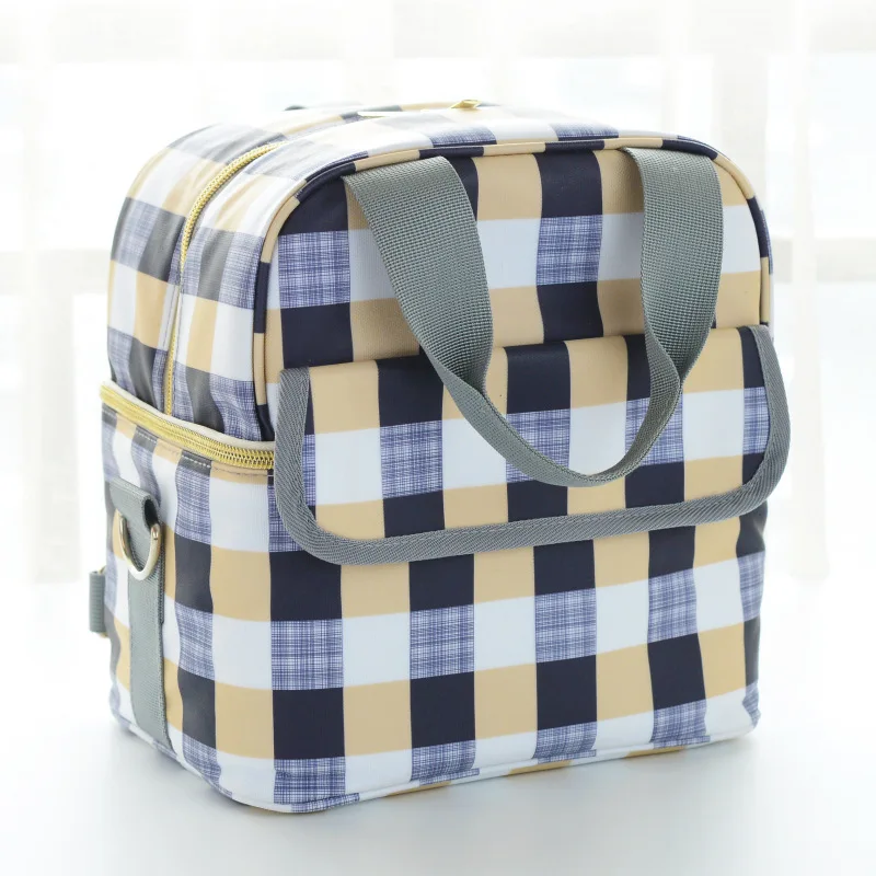 

New checked large capacity mother and baby polyester handbag bag, Customized
