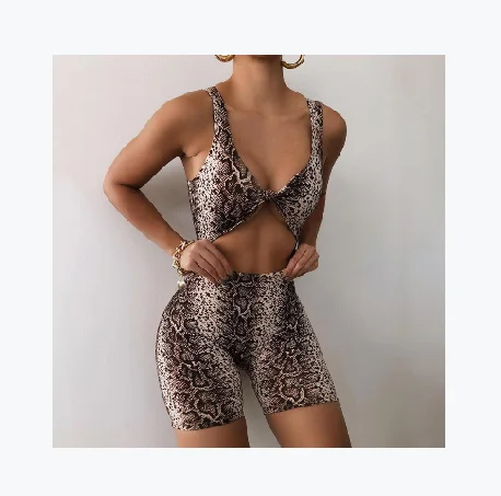 

AYP1047 Serpentine Print Sleeveless Backless For Women Jumpsuit 2021 plus size women clothing one piece jumpsuit