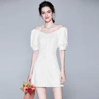 

latest dress designs Big collar casual women dress wedding dresses button white dress casual back invisible zipper elegant