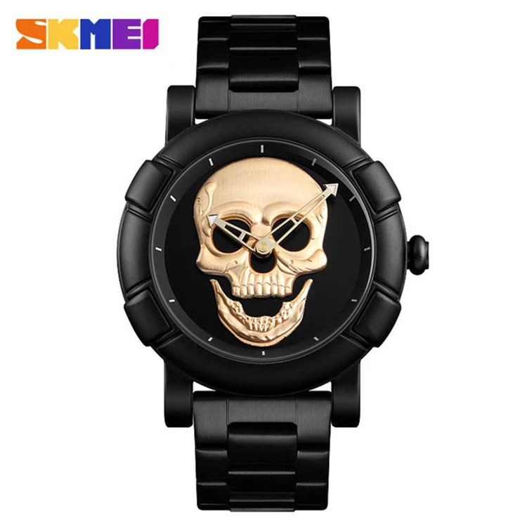 

SKMEI 9178 Stainless Steel Male Wristwatch Skull Quartz Men's Watch Men Creativity Watches Relogio Masculino