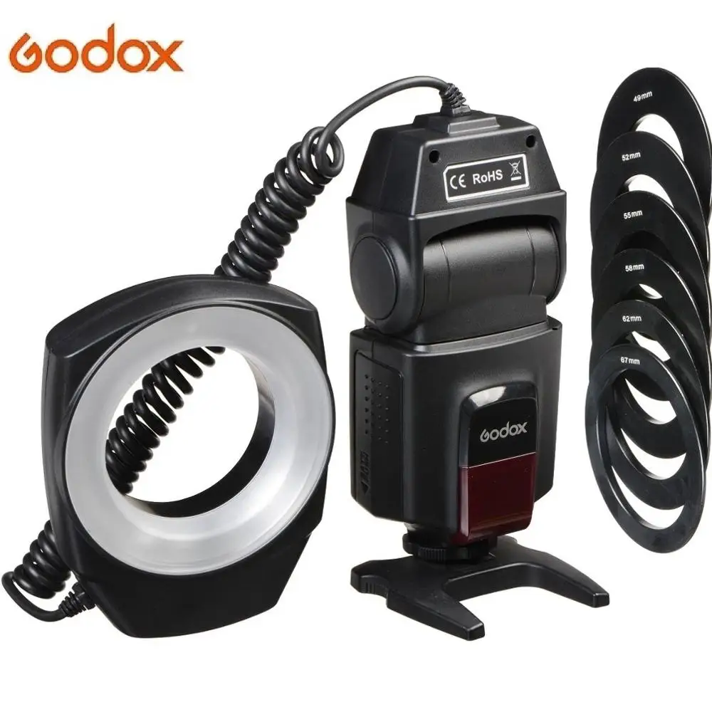 

Godox ML150 ML-150 Macro Ring Flash Control Unit Daylight 5600K 49 52 55 58 62 67 mm Compatible with DSLR Hot Shoe Cameras