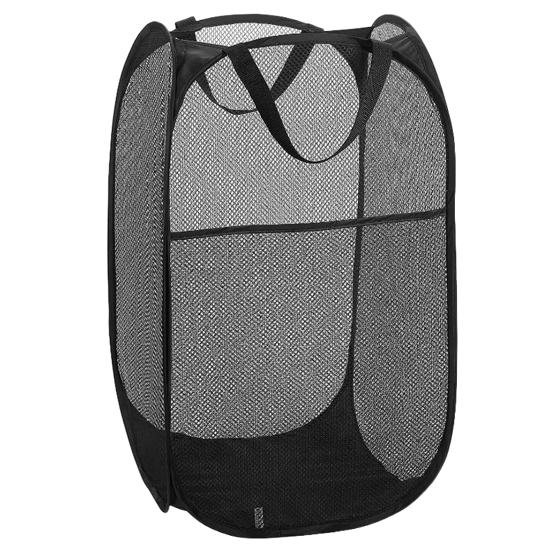 

Portable Mesh Popup Laundry Hamper Collapsible for Storage and Easy to Open Folding Pop-Up Clothes Dirty Clothing Storage, Black/blue/white