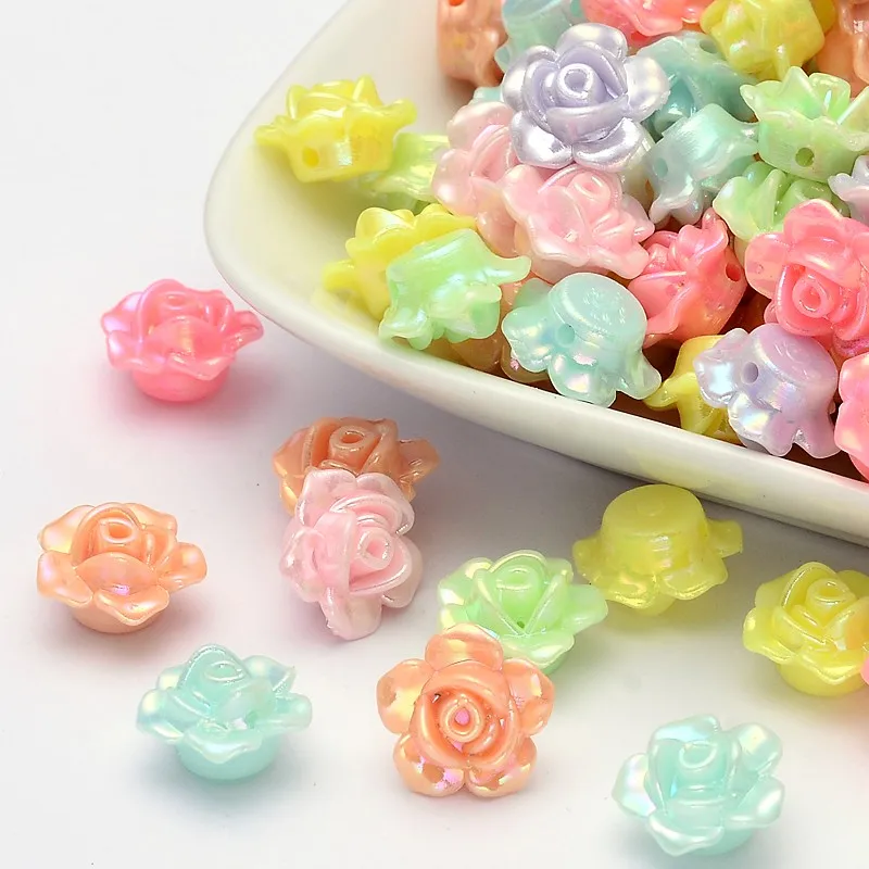 

PandaHall 13mm AB Color Plated Mixed Color Opaque Acrylic Flower Beads