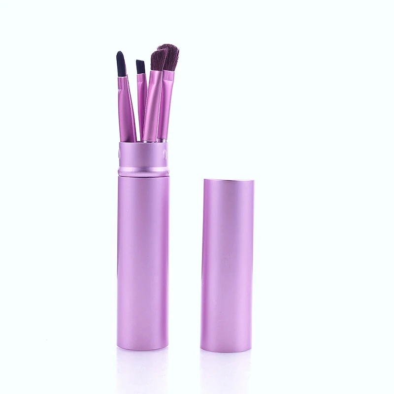 

Travel Size Custom Logo 5pcs Makeup Brush Set Eye Shadow Brush Beauty Tools Green Purple Pink Makeup Brushes, Photo shown