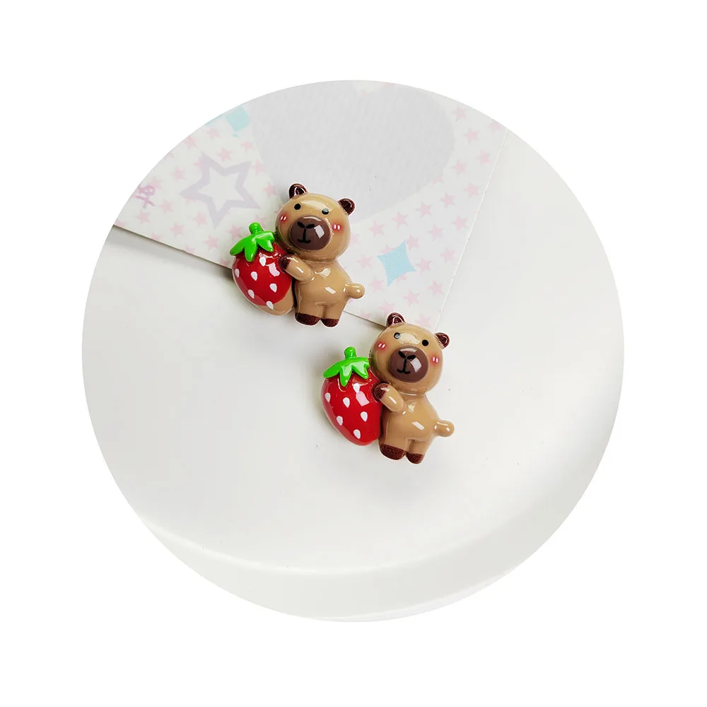 Lovely Kawaii Flatback Resin Cartoon Beaver Fruit Decoration Crafts DIY Scrapbook Jewelry Making Accessories