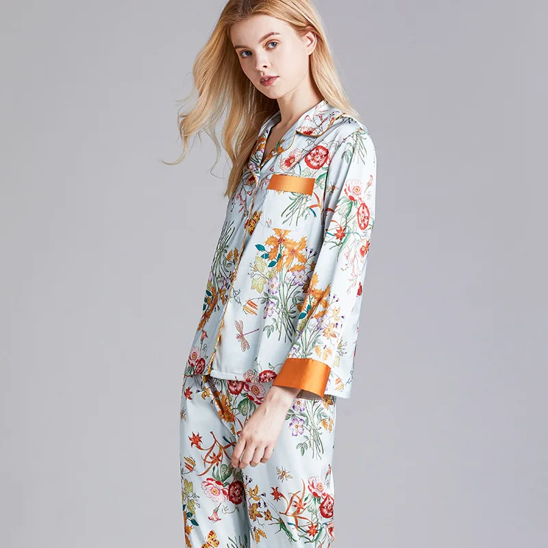 

Satin Silk Pajamas for Women's Set pyjamas Button Pigiama Donna pjs Winter Mujer Pijama Sleepwear Nightwear Pizama Damska 2Pcs, Customized