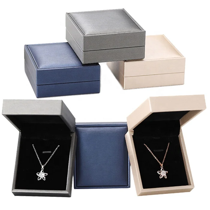 

In stock leather jewelry pendant box 3 colours, Blue,champagne,silver-gray or custom