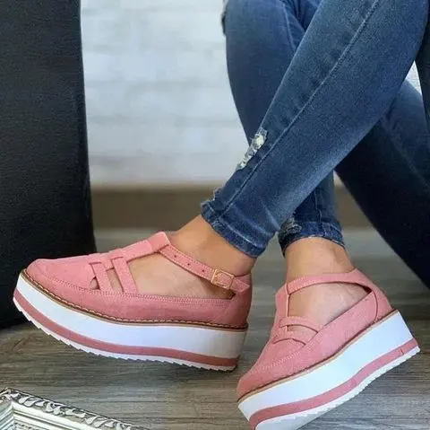 

Large size women's shoes 41-43 summer 2021 new flat casual single shoes platform platform shoes, Picture