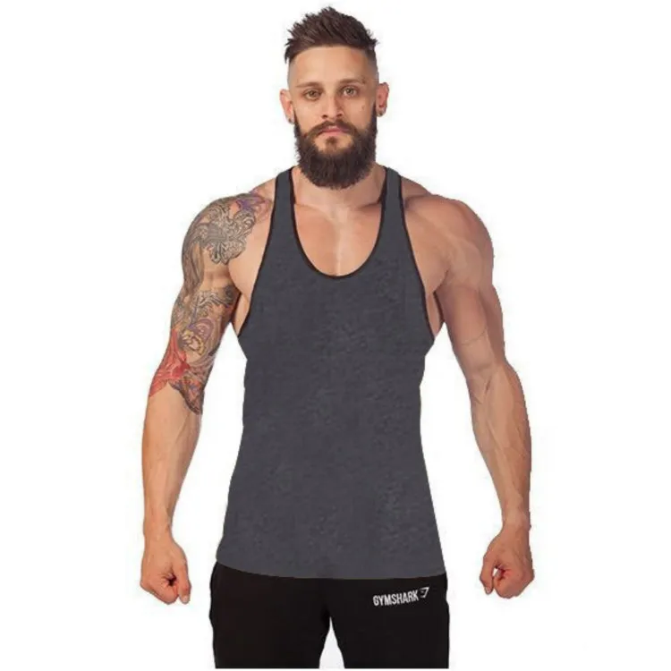 

Multi Colors Cotton Men Muscle Gym Workout Stringer Tank Top Bodybuilding Fitness Sleeveless T-Shirts, 12 colors