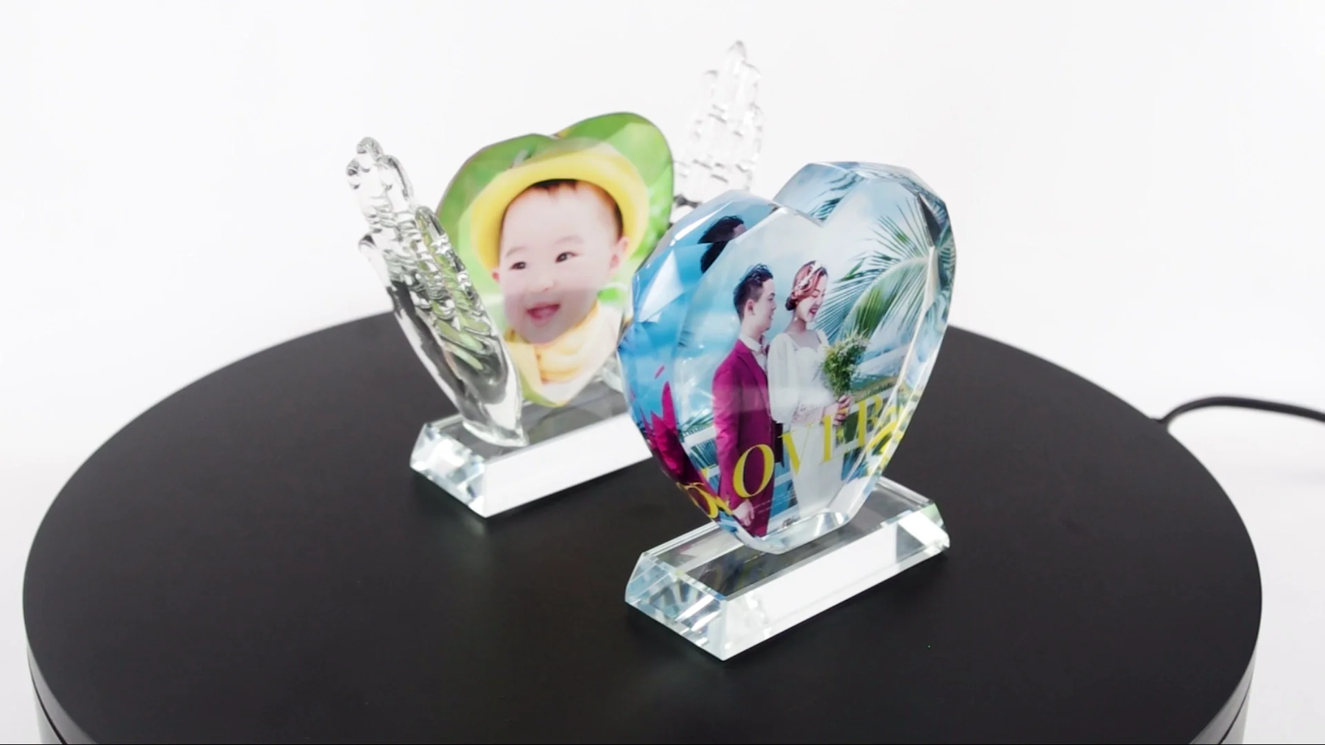 Wholesale Sublimation Blank Crystal Photo Frame Personalized Custom Heartshaped Crystal Photo