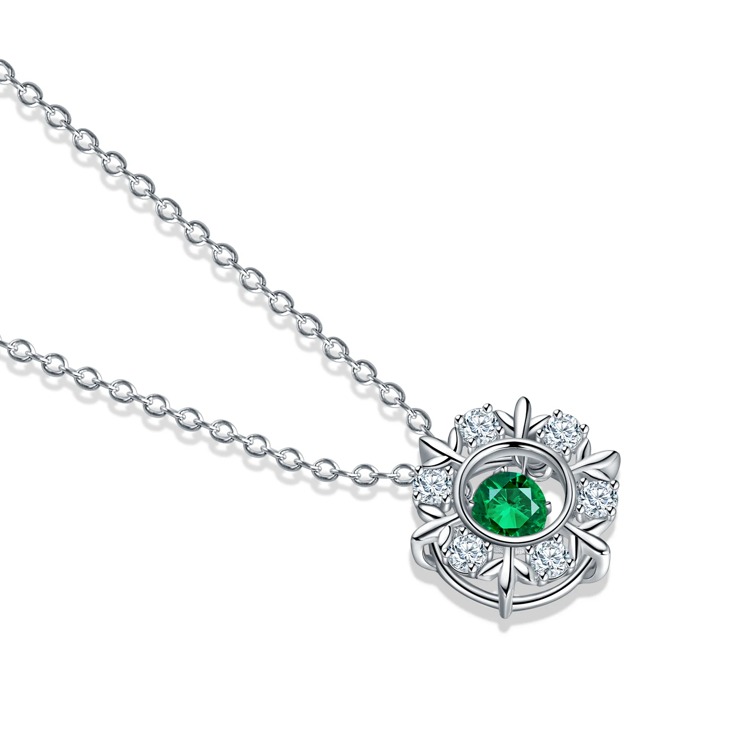 

Anster Women Gemstone Luxury Lab Jewelry Sterling Silver Emerald Necklace for Women, Green