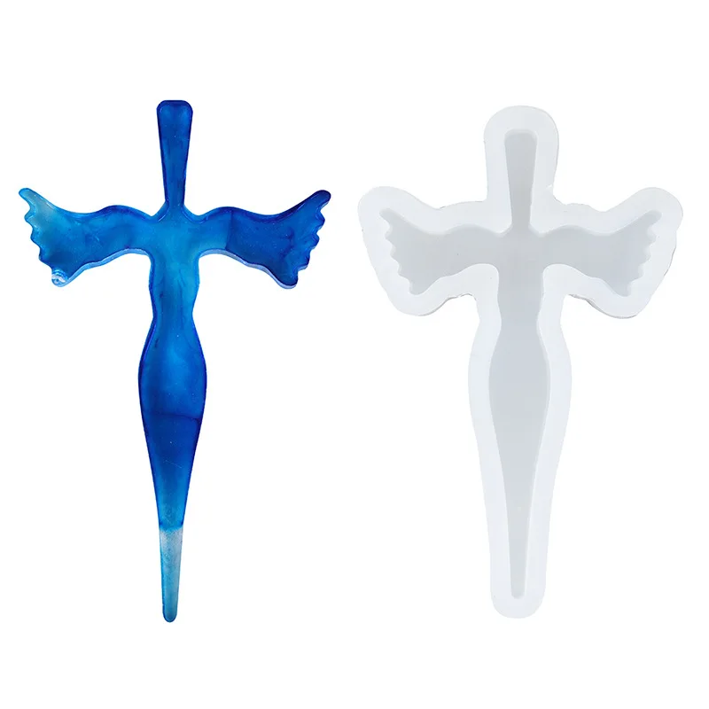 

New Silicone Cross Keychain Mold For Pendants Resin Craft Diy, Customized colors